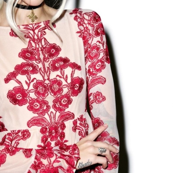 For Love And Lemon Temecula Embroidered Mini Dress Size XS - Picture 2 of 10